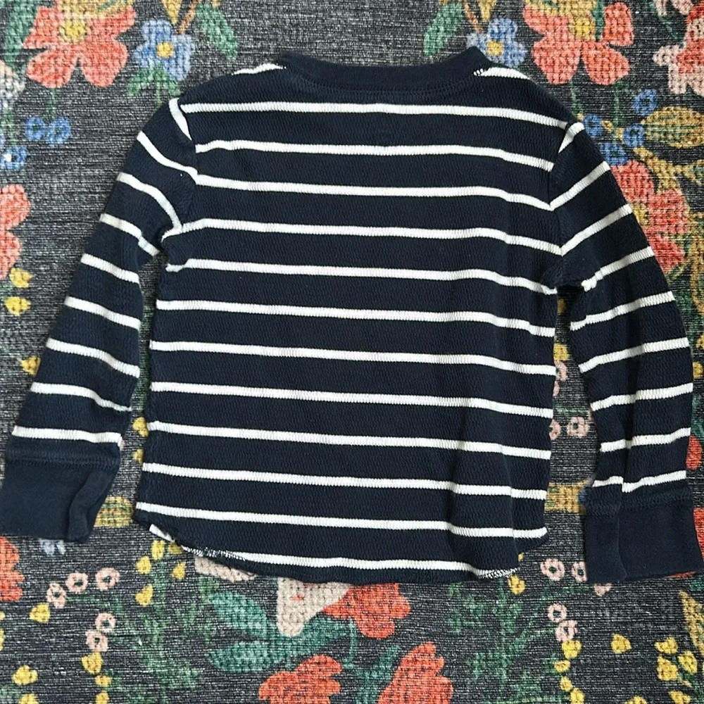 Gap Toddler Navy Blue Stripe Waffle-Knit Thermal Tee, Size 2T